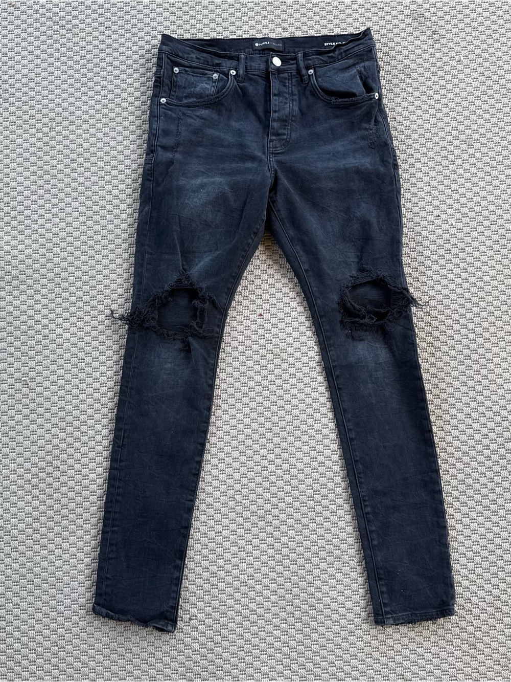 Purple Brand p002 black wash blowout skinny jeans